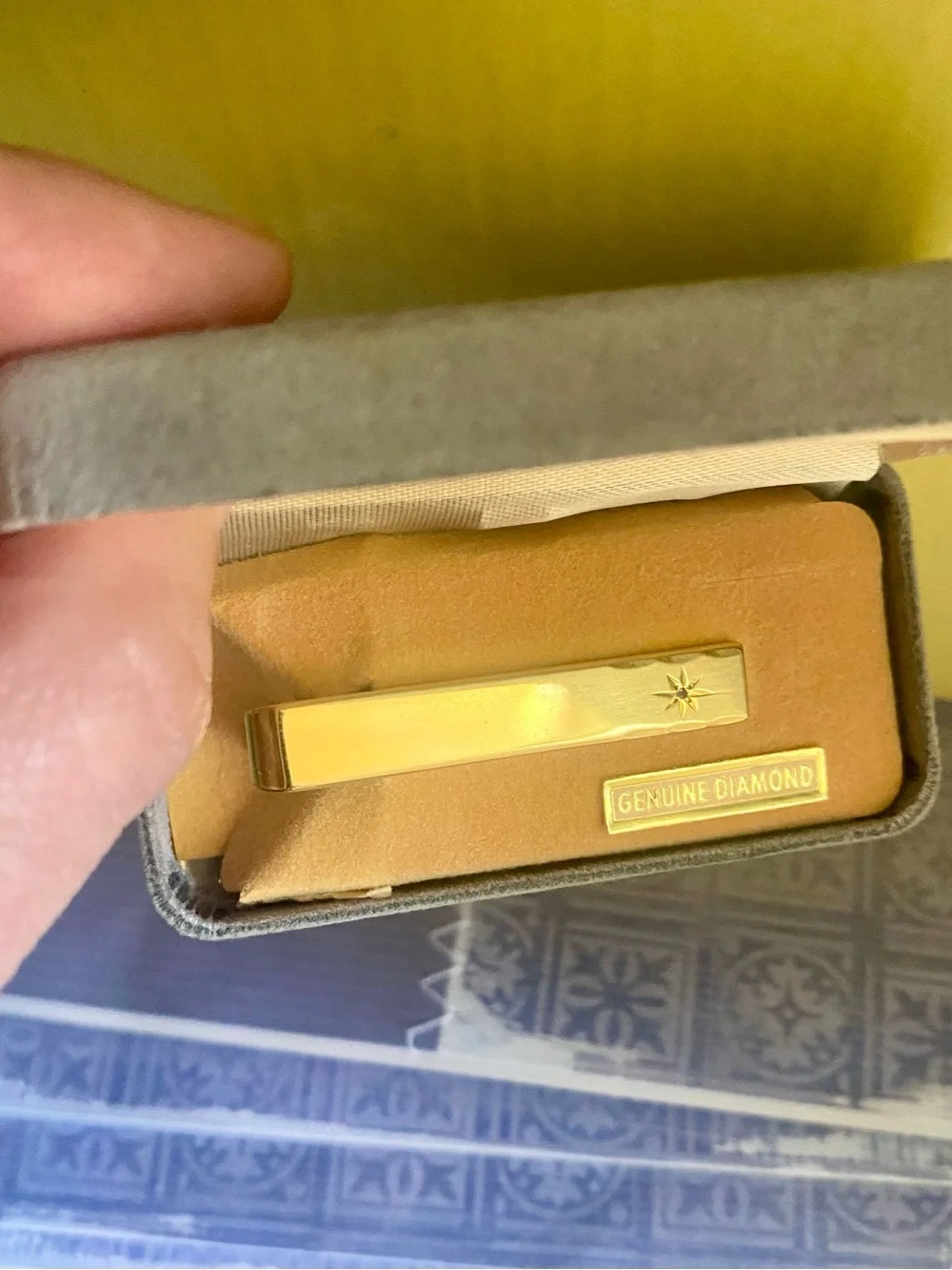 Vintage Foster Tie Clip/Money Holder with Genuine Diamond.